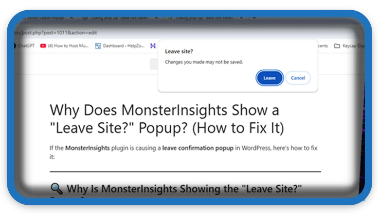 Why Is MonsterInsights Showing the Leave Site Popup