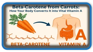 How does the body process beta-carotene from carrots