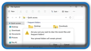 How to clear quick access any recent file and frequently folders