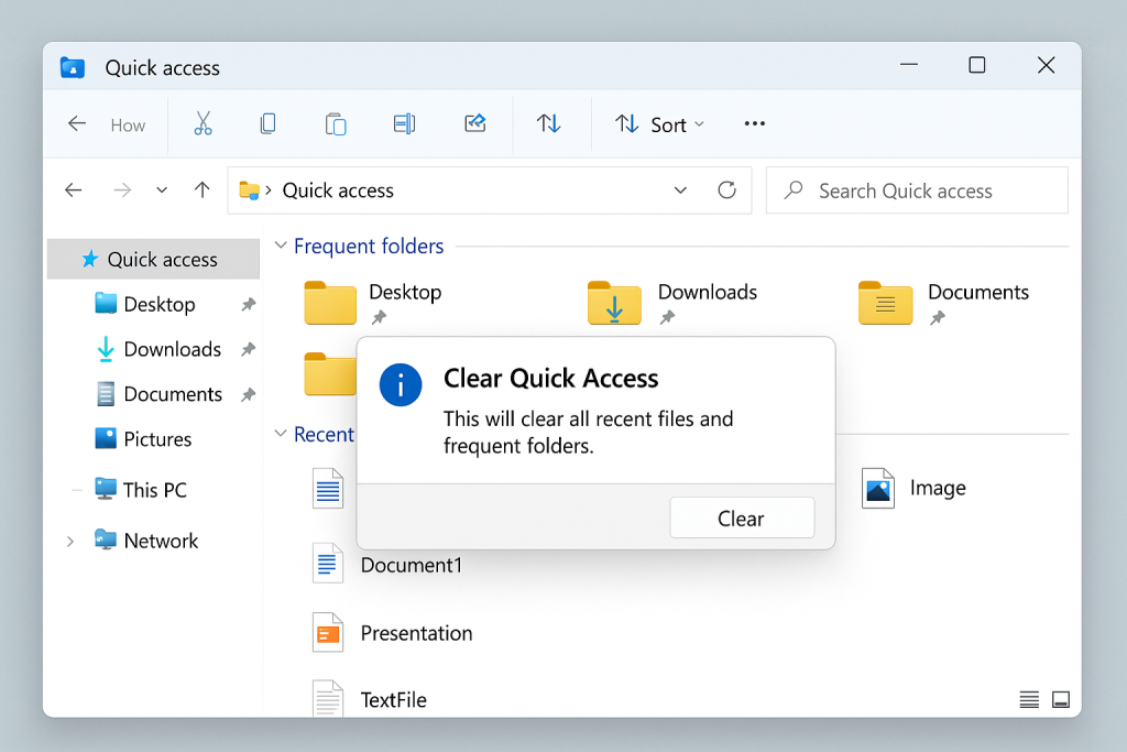 Open File Explorer clear quick access