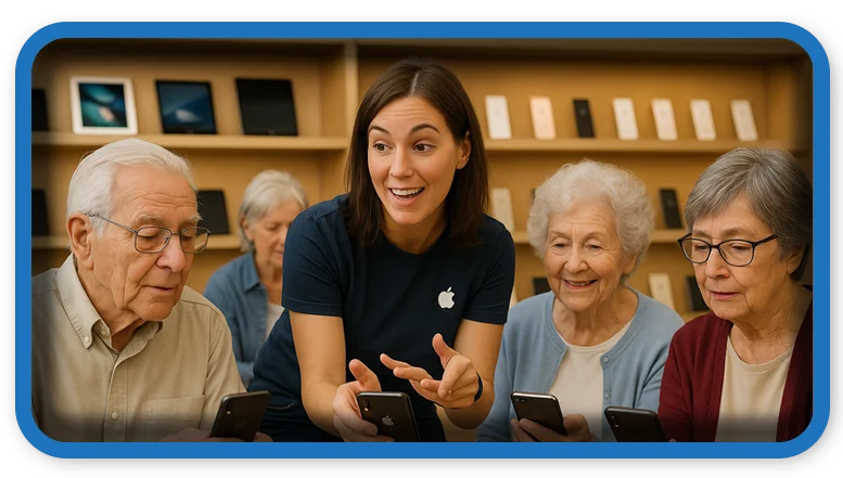 Apple Store Training Older People to Use iPhone