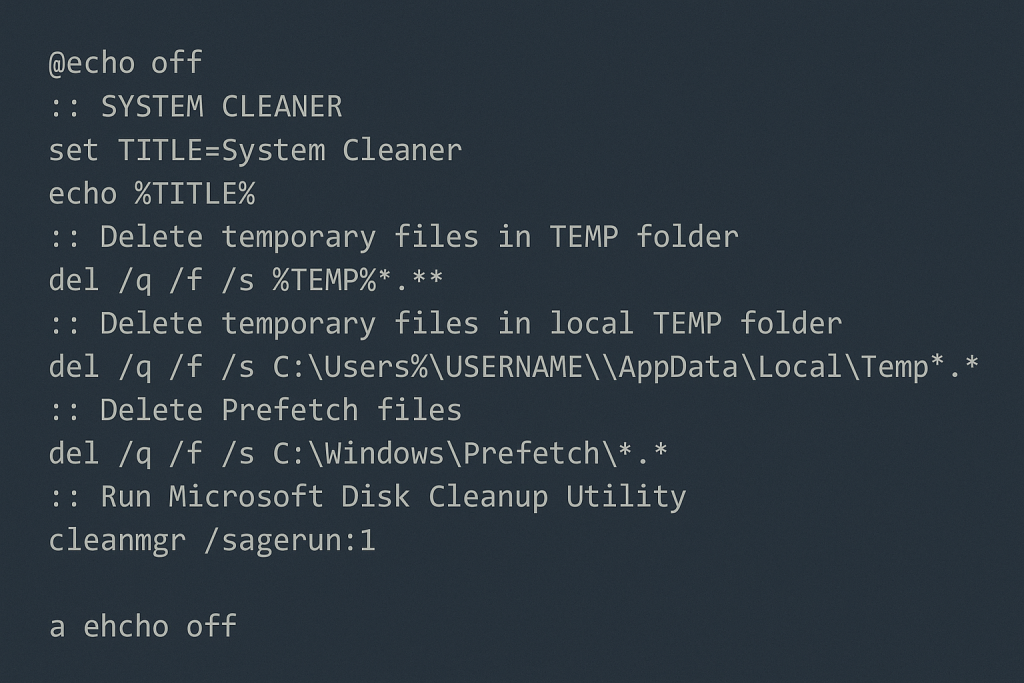 Batch Script Code System Cleaner