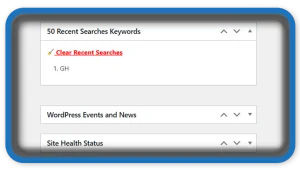 Display Recent Search Keywords in Dashboard