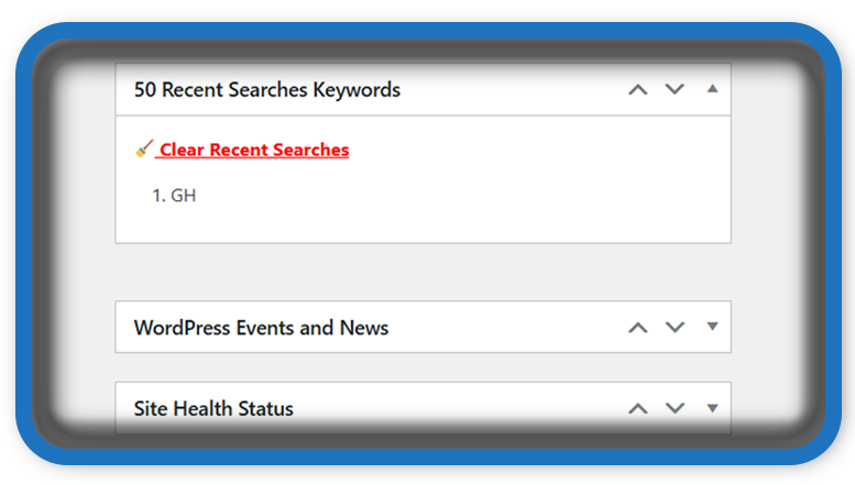 Display Recent Search Keywords in Dashboard