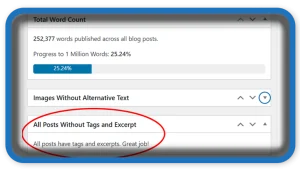 How To Identify Posts Without Tags or Excerpts, Dashboard Widget