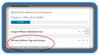 How To Identify Posts Without Tags or Excerpts, Dashboard Widget