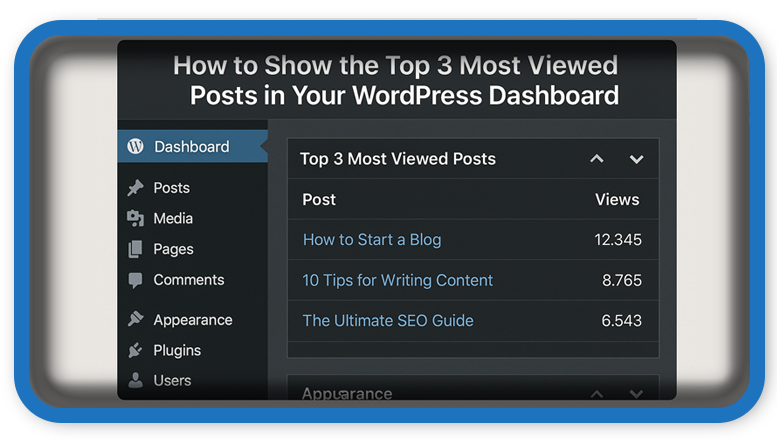 Most Viewed Posts WordPress Dashboard