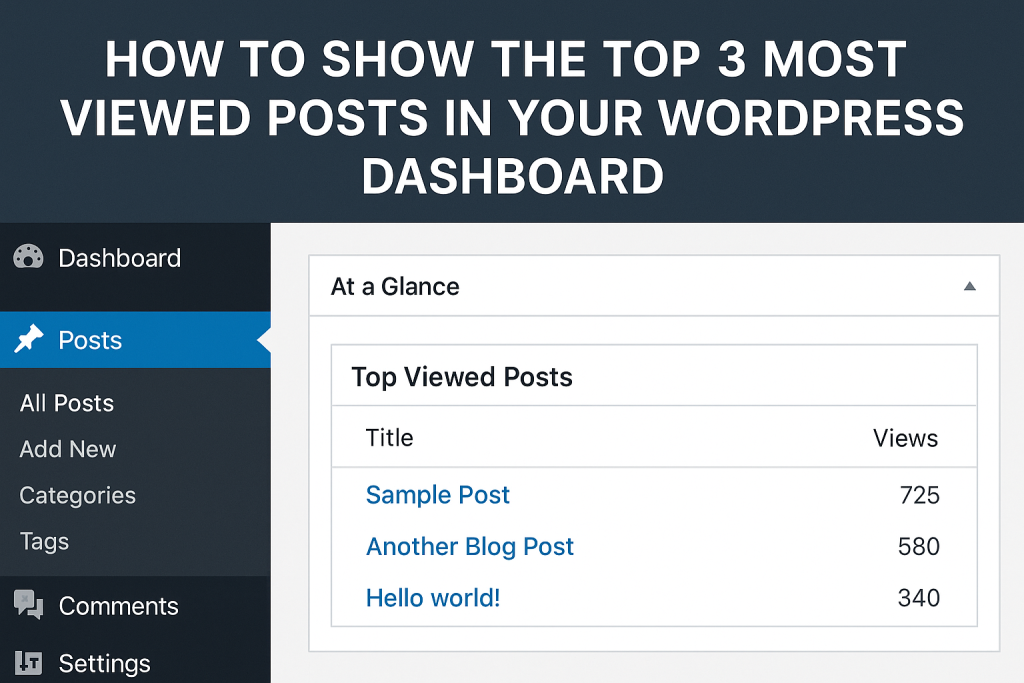 How to Show Top 3 Most Viewed Posts WordPress Dashboard