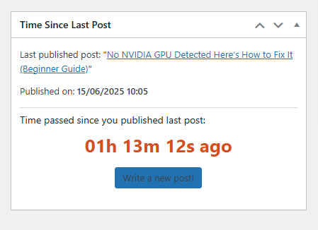 Add a “Time Since Last Post” Widget to WordPress Dashboard