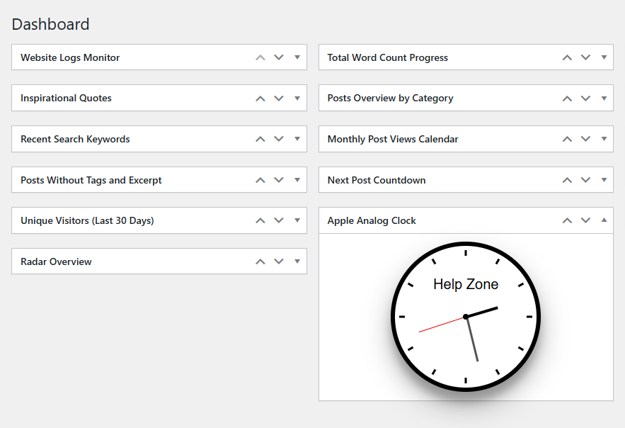 Apple Analog Clock to Your WordPress Dashboard