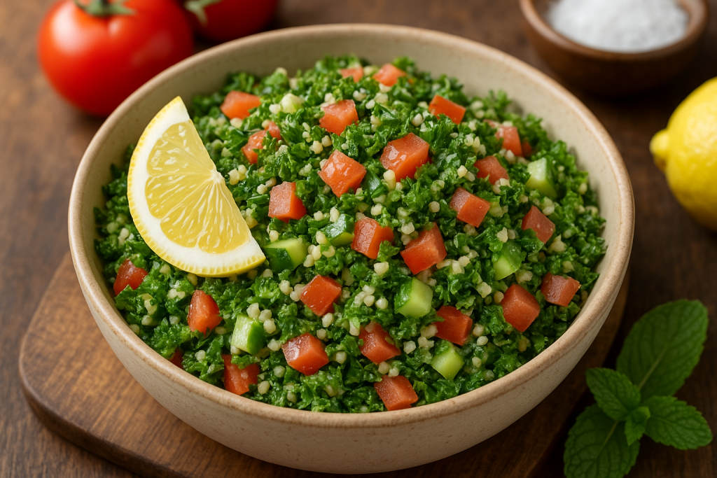 Authentic Tabbouleh is a refreshing Lebanese salad