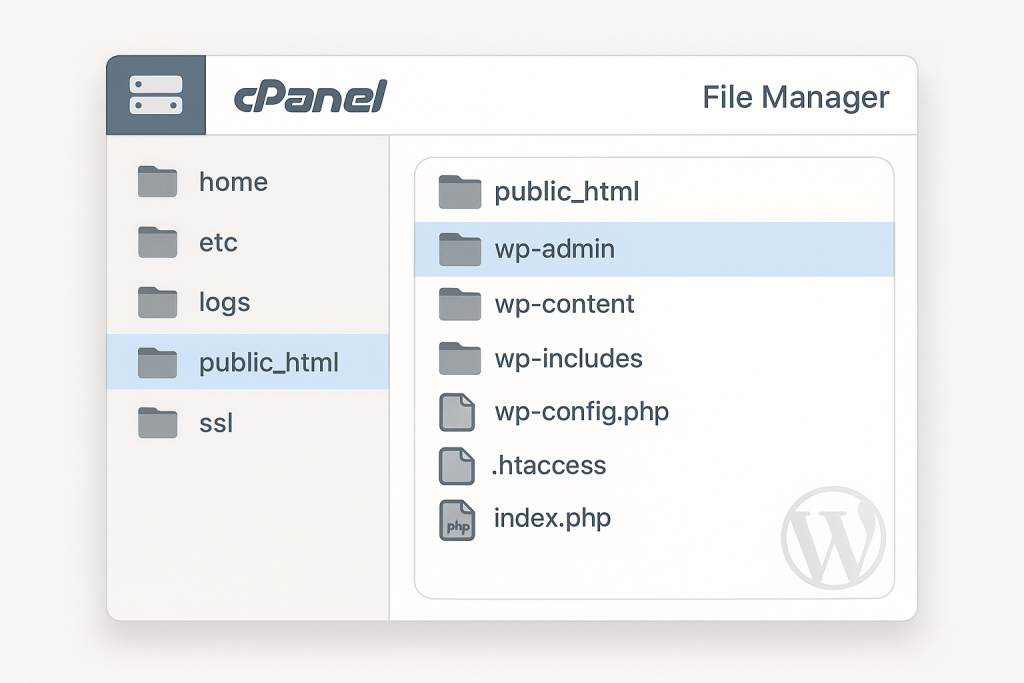 WordPress root files after installation