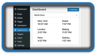 World Clock for All Continents For WordPress Dashboard