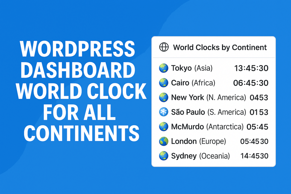 world clock dashboard widget