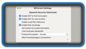 BitTorrent Settings for uTorrent