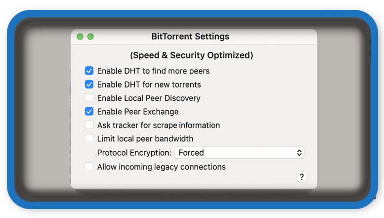 BitTorrent Settings for uTorrent