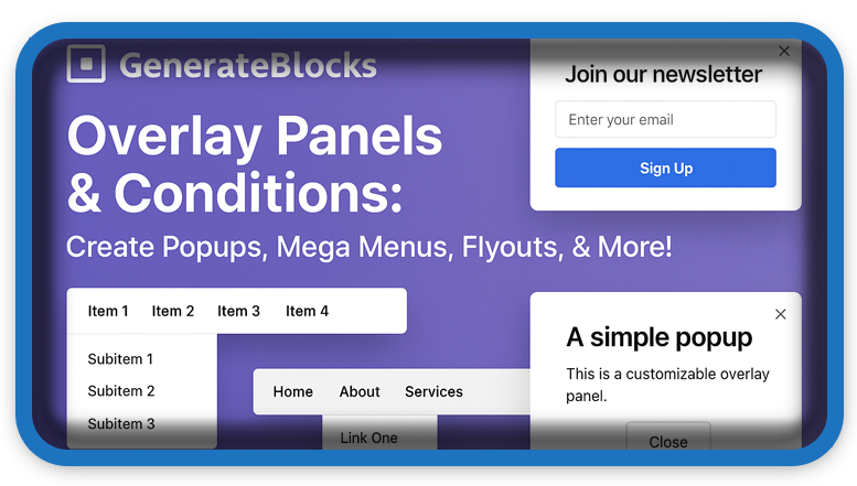 GenerateBlocks Overlay Panels How To Create Popups Mega Menus Flyouts
