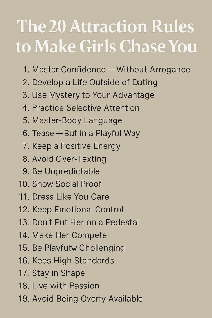 The 20 Attraction Rules to Make Girls Chase You