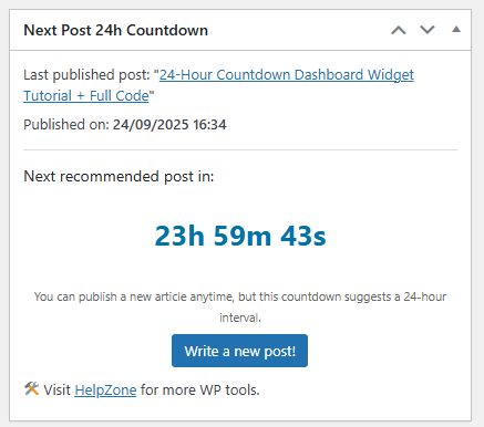 24-Hour Countdown Dashboard Widget Tutorial + Full Code