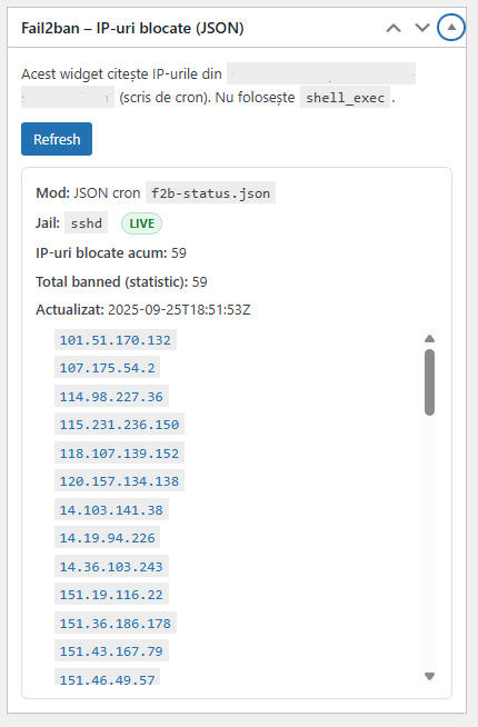 Fail2ban JSON export