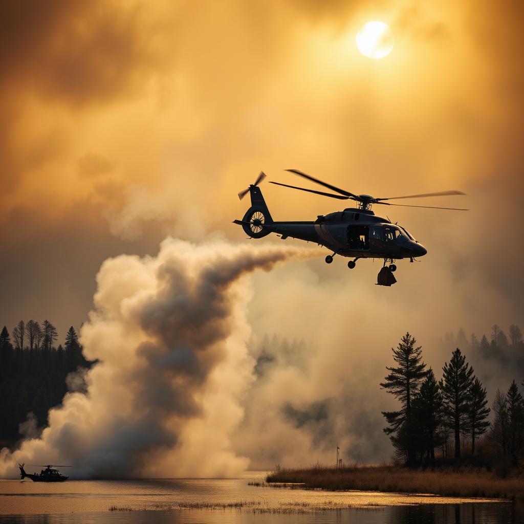 Helicopter Crash in France During Water Scoop at Rosporden Lake