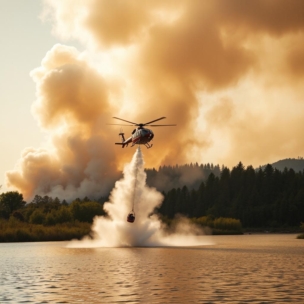 Helicopter Crash in France During Water Scoop at Rosporden Lake