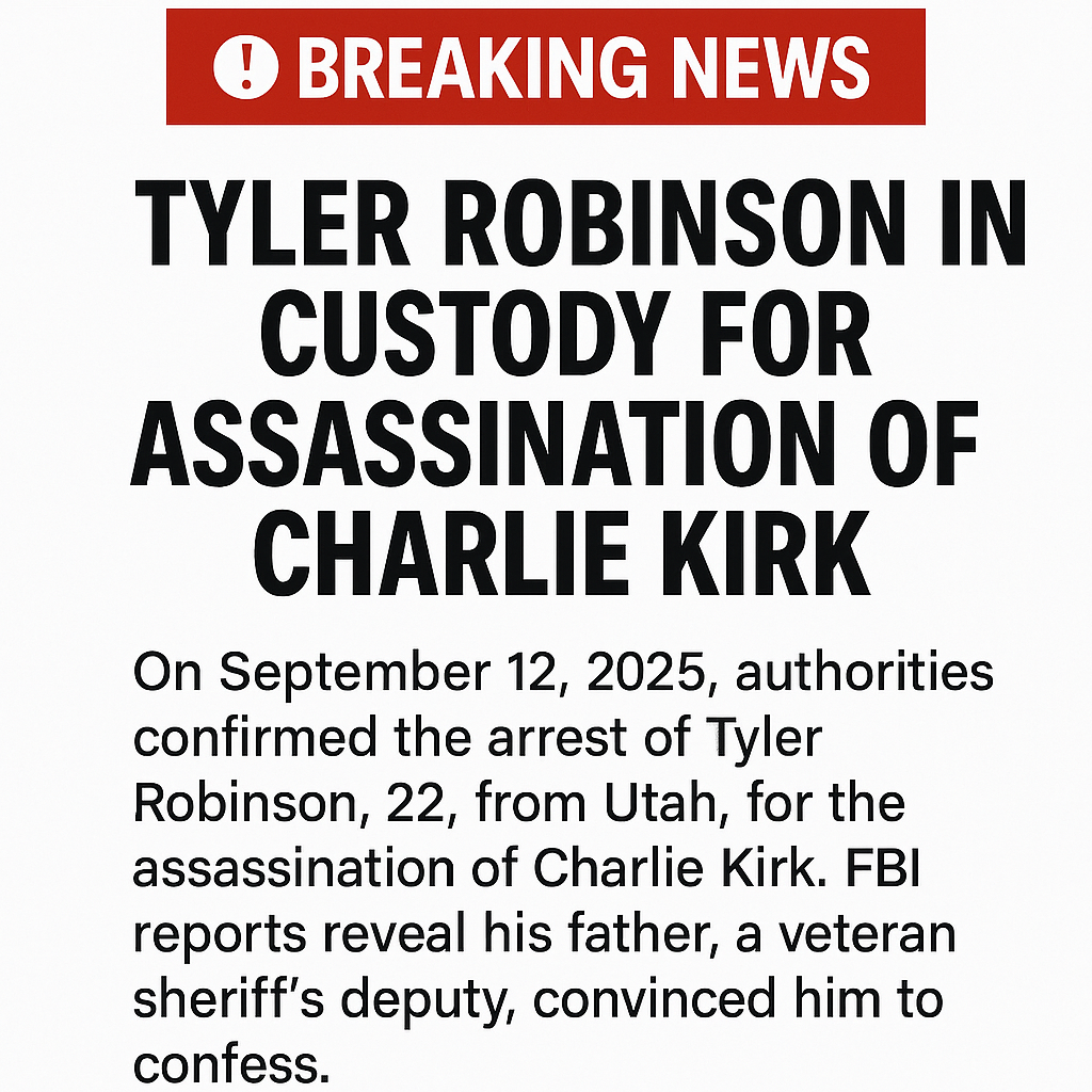 Tyler Robinson Arrested for the Assassination of Charlie Kirk