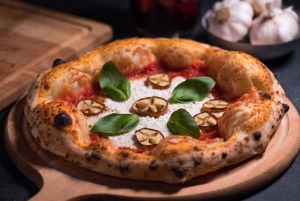 Pizza Marinara with Confit Garlic