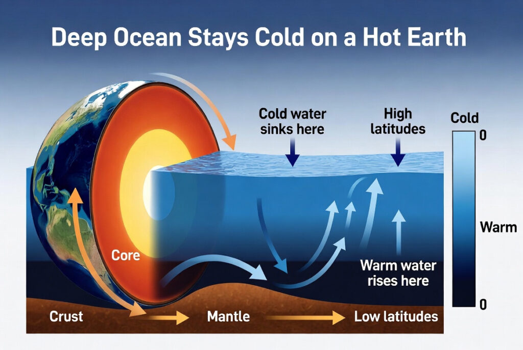 Why the Deep Ocean Stays Cold on a Hot Earth