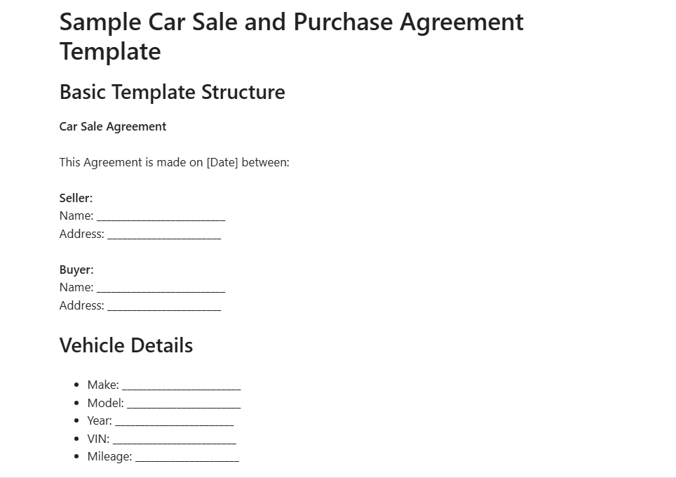 Car Sale and Purchase Agreement Guide