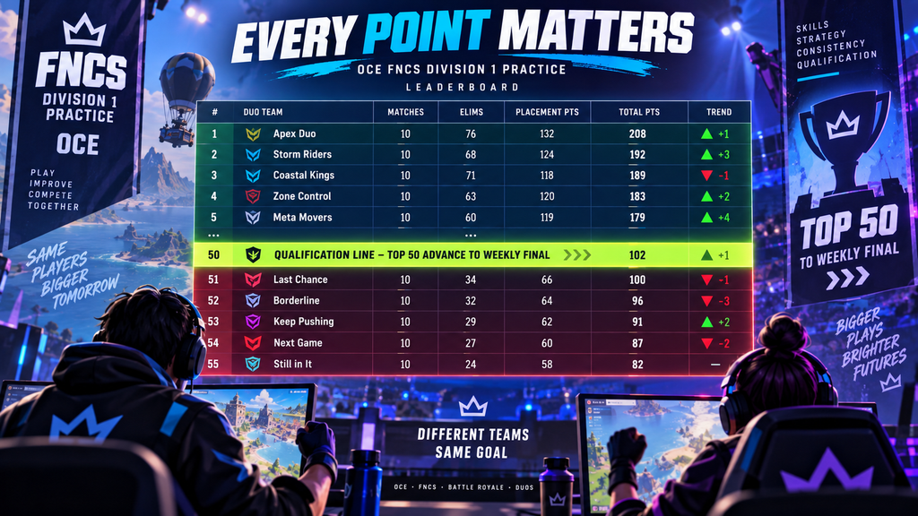 FNCS Division 1 top 50 qualification line concept