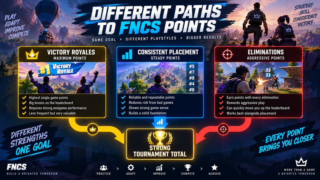 Different ways Fortnite duos build points during FNCS competition