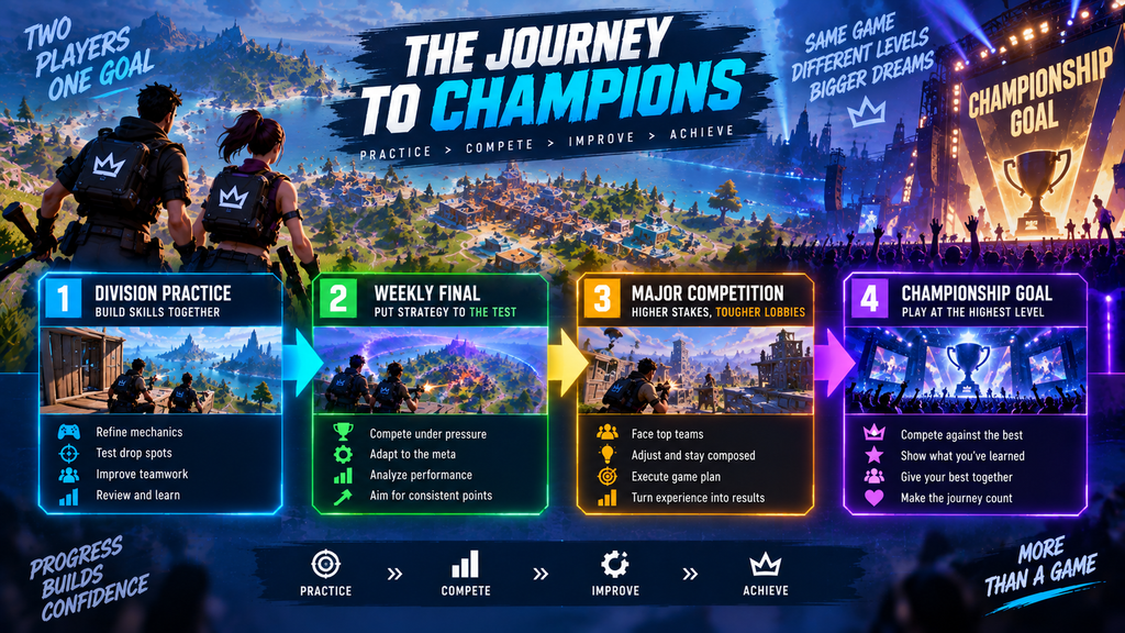 Competitive Fortnite path from Division 1 practice to major tournaments