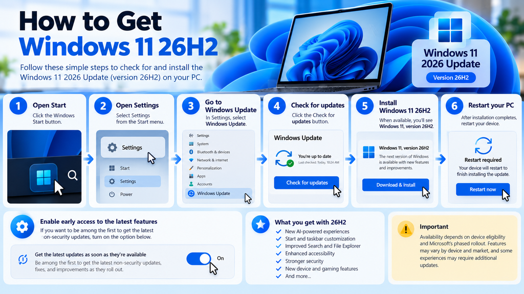 How to check for and install the Windows 11 2026 Update version 26H2