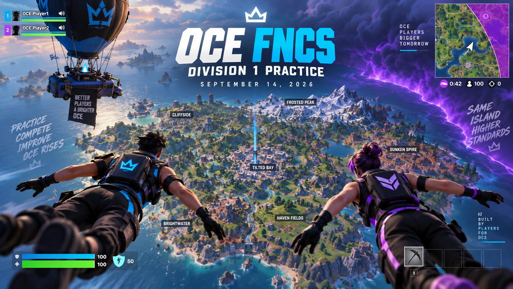 Competitive OCE Fortnite duo landing and rotation strategy map