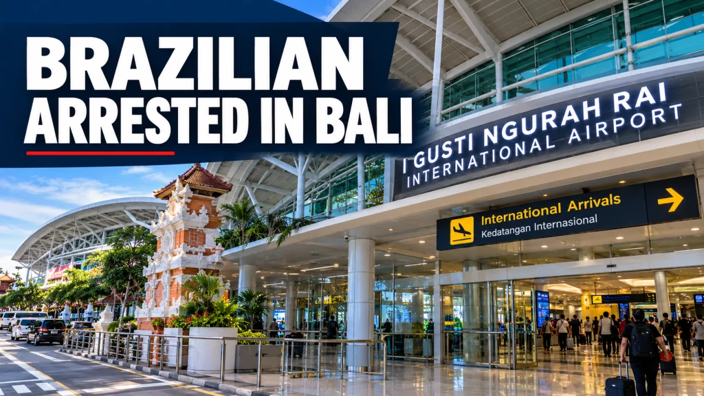 Ngurah Rai International Airport in Bali, where a Brazilian traveler was reportedly arrested in October 2026.