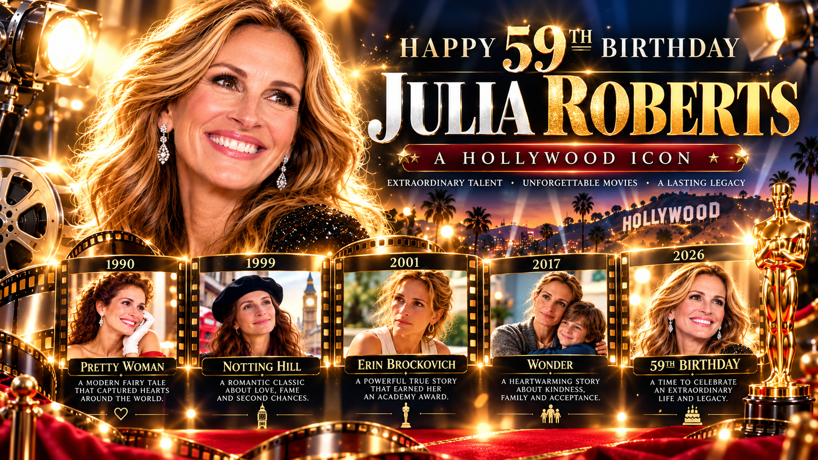 Happy 59th Birthday, Julia Roberts! A Hollywood Icon