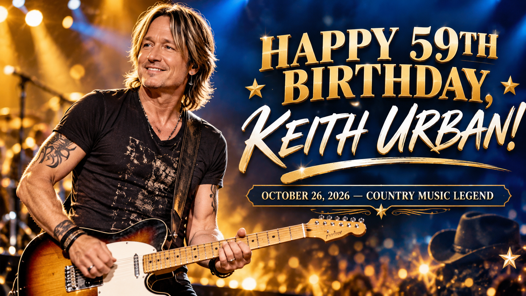 Keith Urban birthday celebration on October 26, 2026, honoring the country music singer and guitarist.