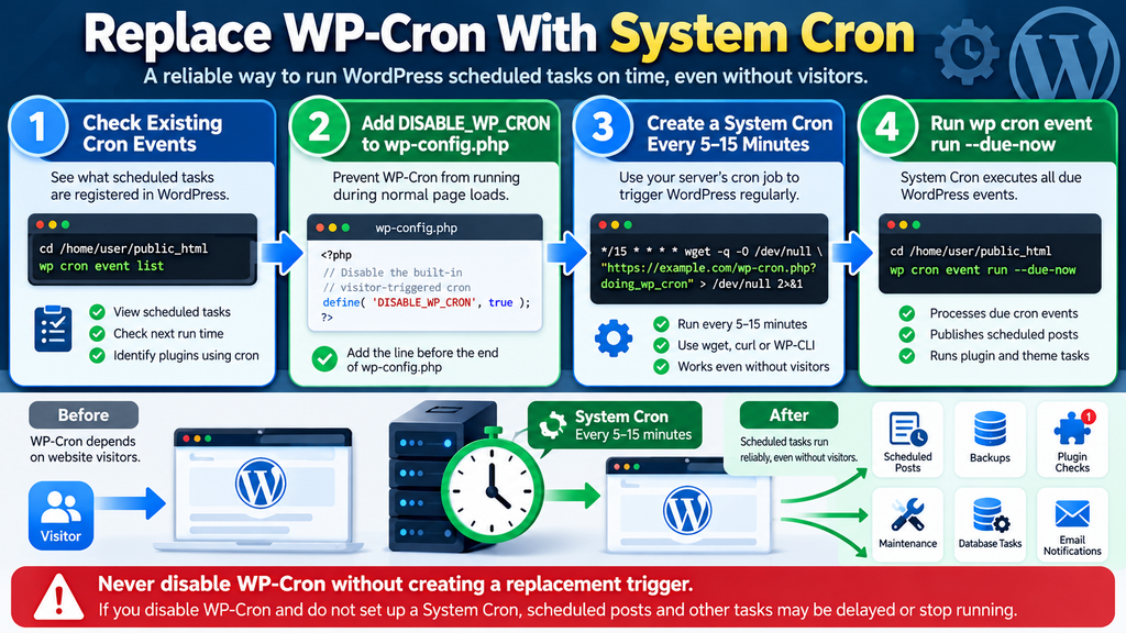 Steps for replacing WordPress WP-Cron with a Linux System Cron and WP-CLI