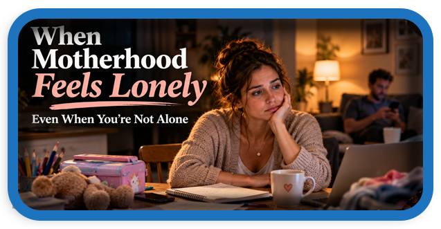 Exhausted mother carrying the invisible parenting load while feeling alone in her relationship.